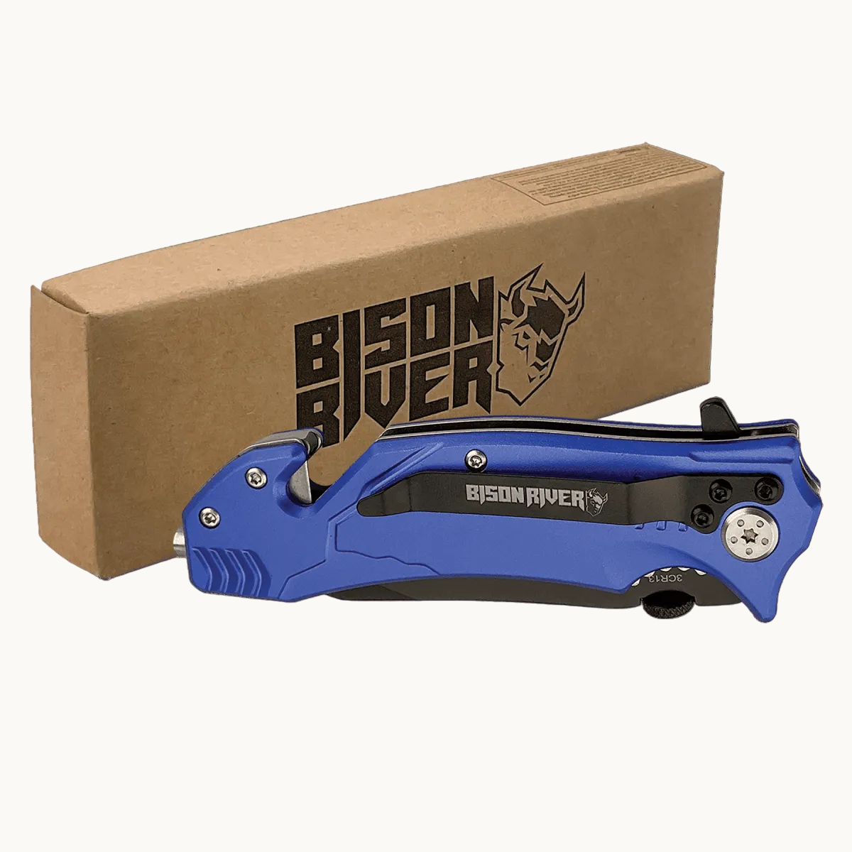 Personalized Bison River Rescue and Survival Knife - Anodized Aluminum