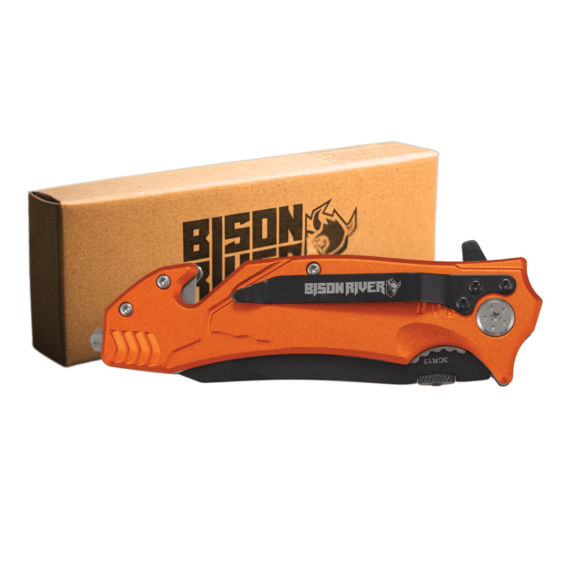 Personalized Bison River Rescue and Survival Knife - Anodized Aluminum