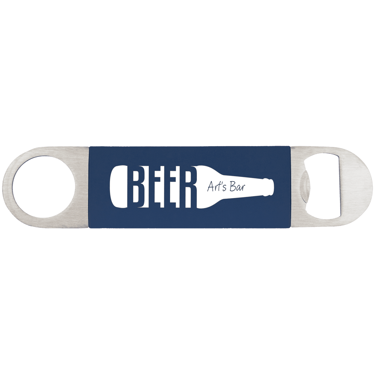 Personalized Bottle Openers - Extra Long Bar Style with Wide Ring - Navy Blue