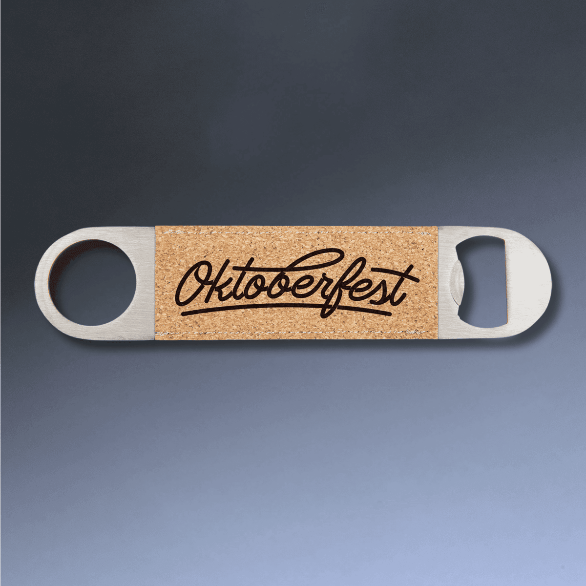 Personalized Bottle Openers - Extra Long Bar Style with Wide Ring - Black/Silver