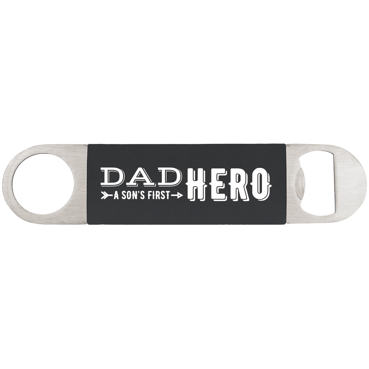 Personalized Bottle Openers - Extra Long Bar Style with Wide Ring - Black