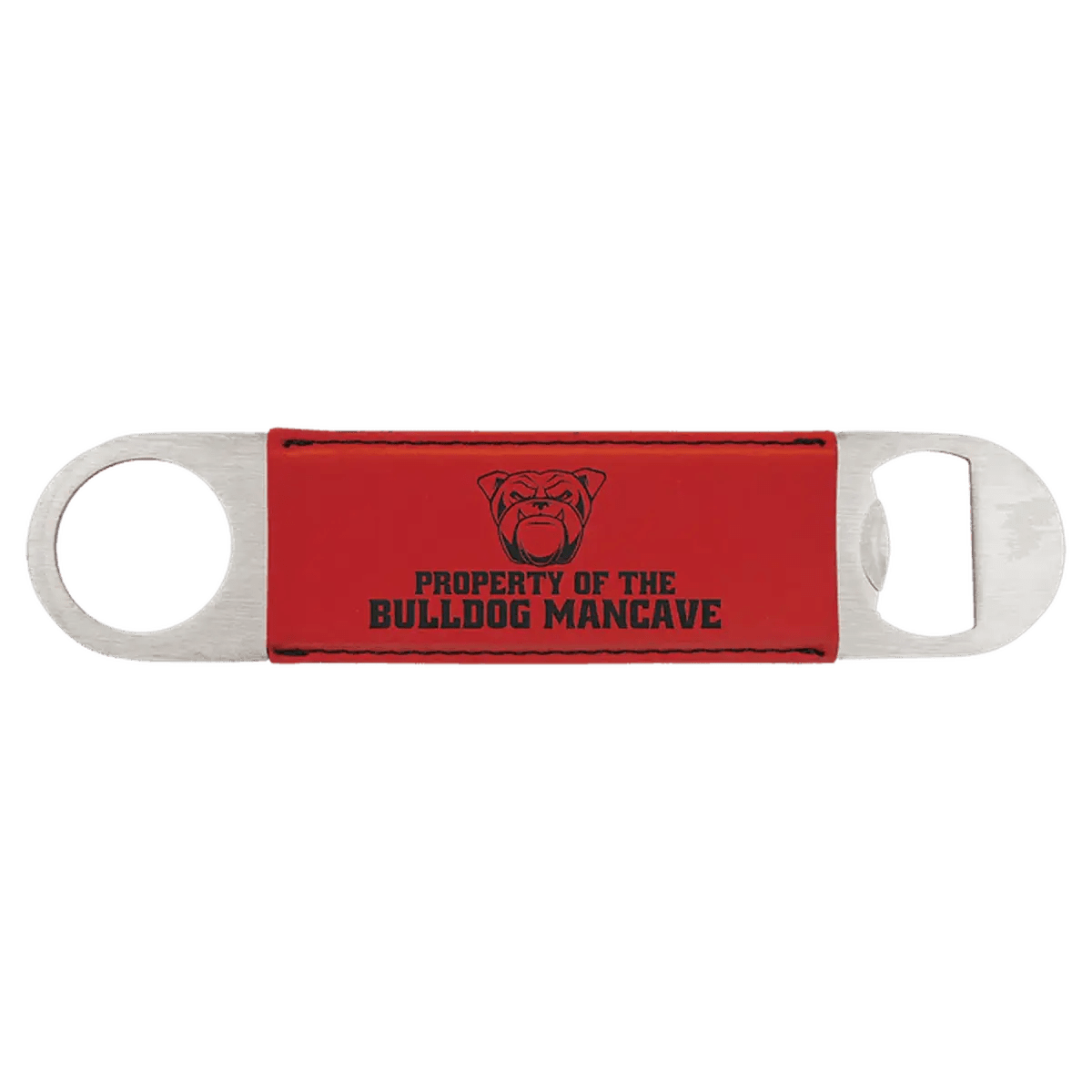 Personalized Bottle Openers - Extra Long Bar Style with Wide Ring - Red