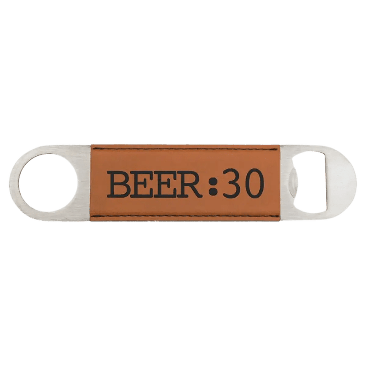 Personalized Bottle Openers - Extra Long Bar Style with Wide Ring - Rawhide