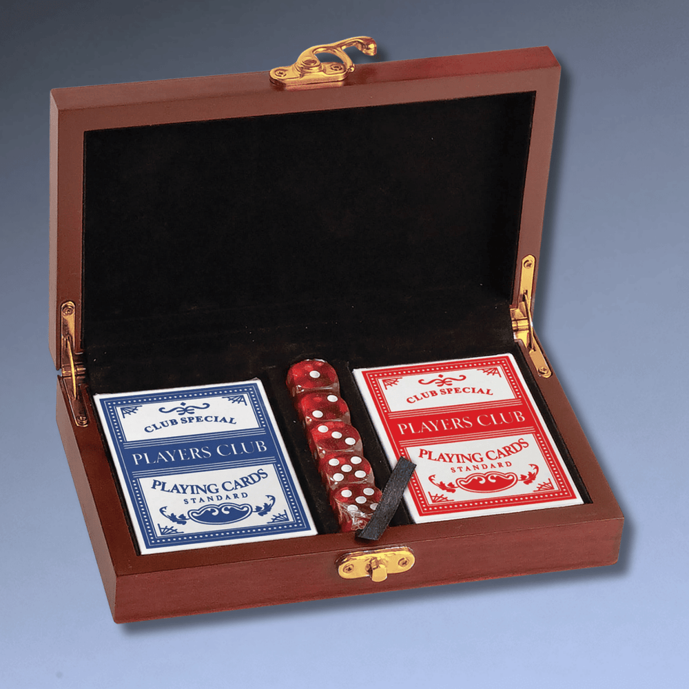 Customizable Card Set Personalized Card and Dice Boxed Gift Set with Custom Engraving