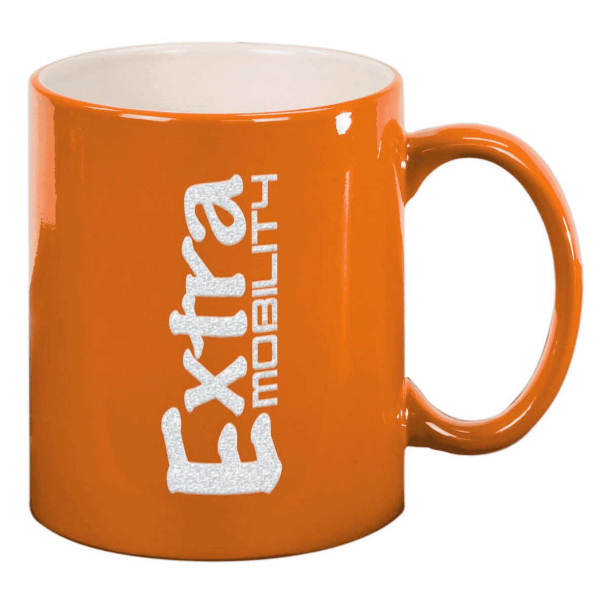 Personalized Ceramic Coffee Mugs – Bistro and Rounded Styles - Orange/White