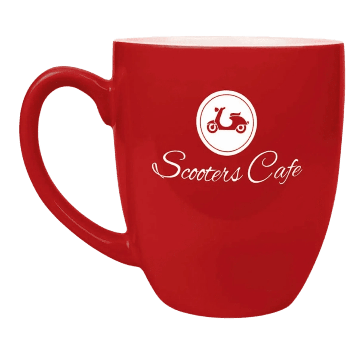 Personalized Ceramic Coffee Mugs – Bistro and Rounded Styles - Red/White