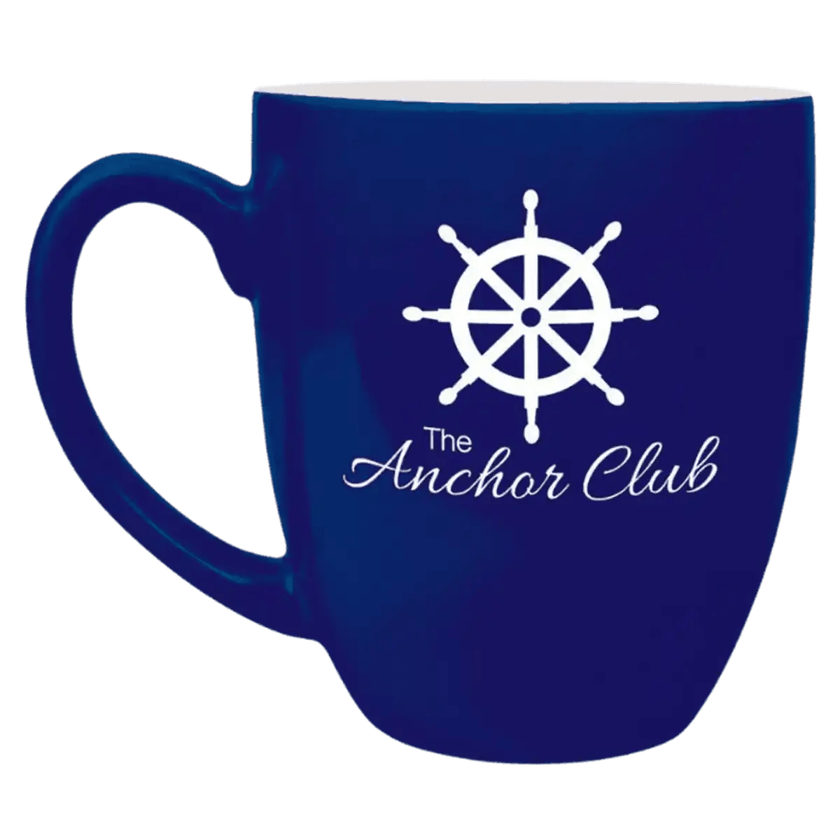 Personalized Ceramic Coffee Mugs – Bistro and Rounded Styles - Blue/White
