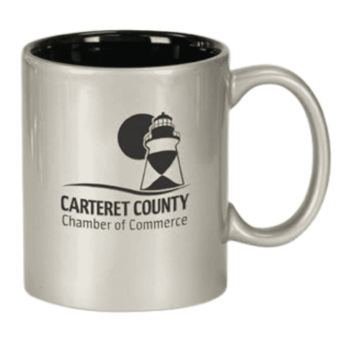 Personalized Ceramic Coffee Mugs – Bistro and Rounded Styles - Silver/Black