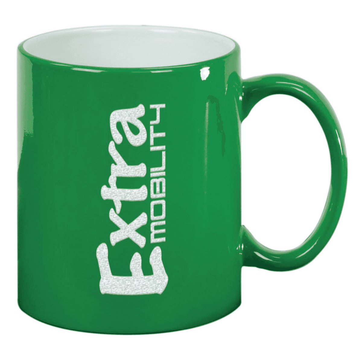 Personalized Ceramic Coffee Mugs – Bistro and Rounded Styles - Green/White