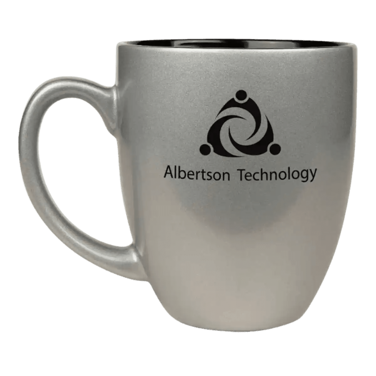 Personalized Ceramic Coffee Mugs – Bistro and Rounded Styles - Silver/Black