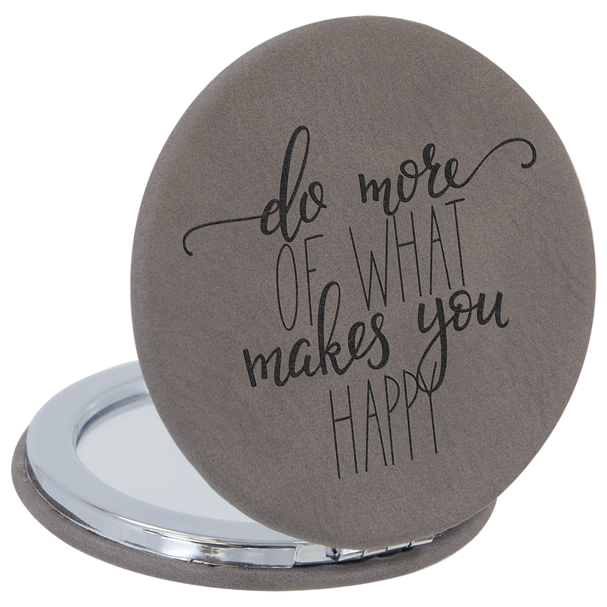 Personalized Compact Mirror With Magnifier in Leatherette Colors - Rawhide