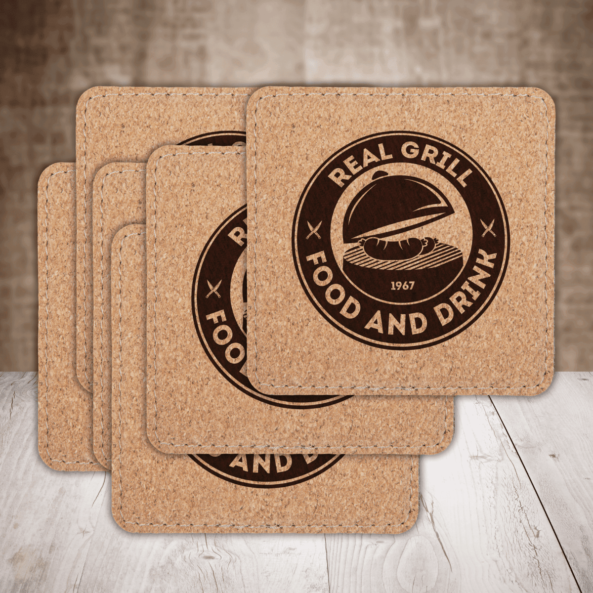 Personalized Cork Coasters and Trivets - Double Stitched Padded Coaster