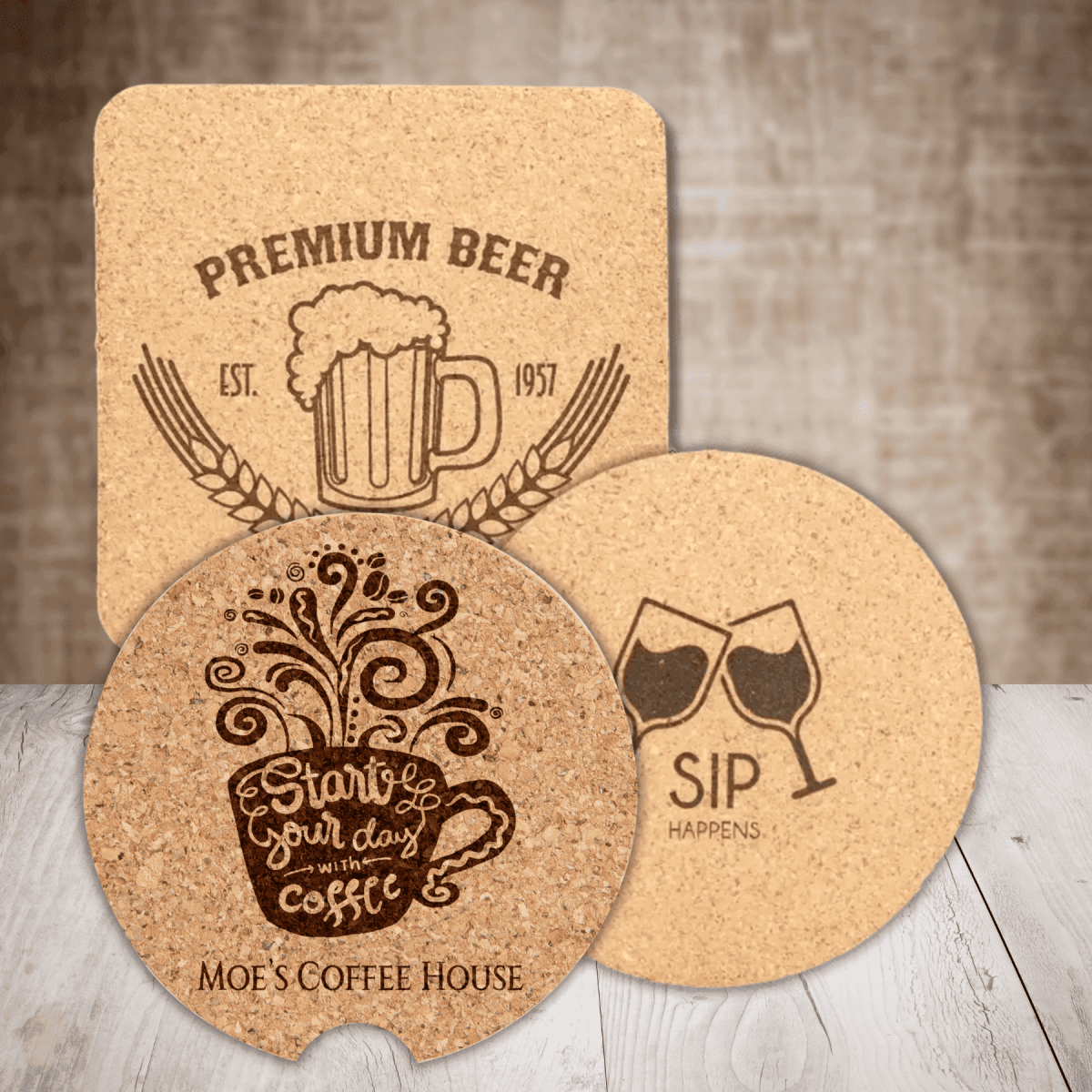 Personalized Cork Coasters and Trivets - Double Stitched Padded Coaster