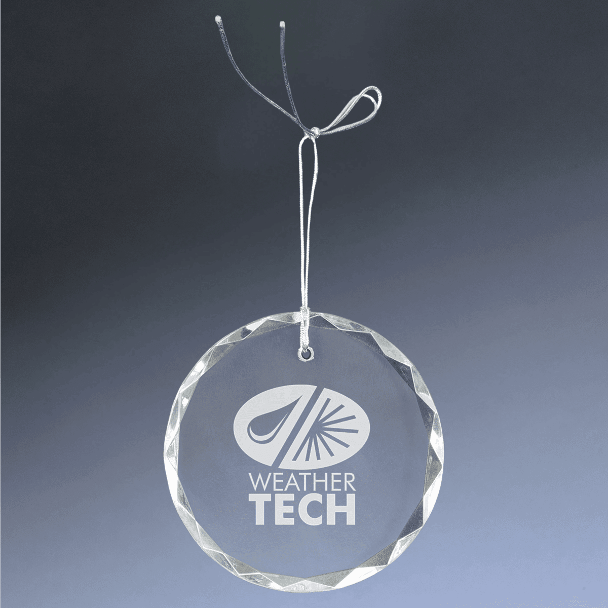 Personalized Crystal Ornaments with Ribbon and Gift Box - Round Faceted