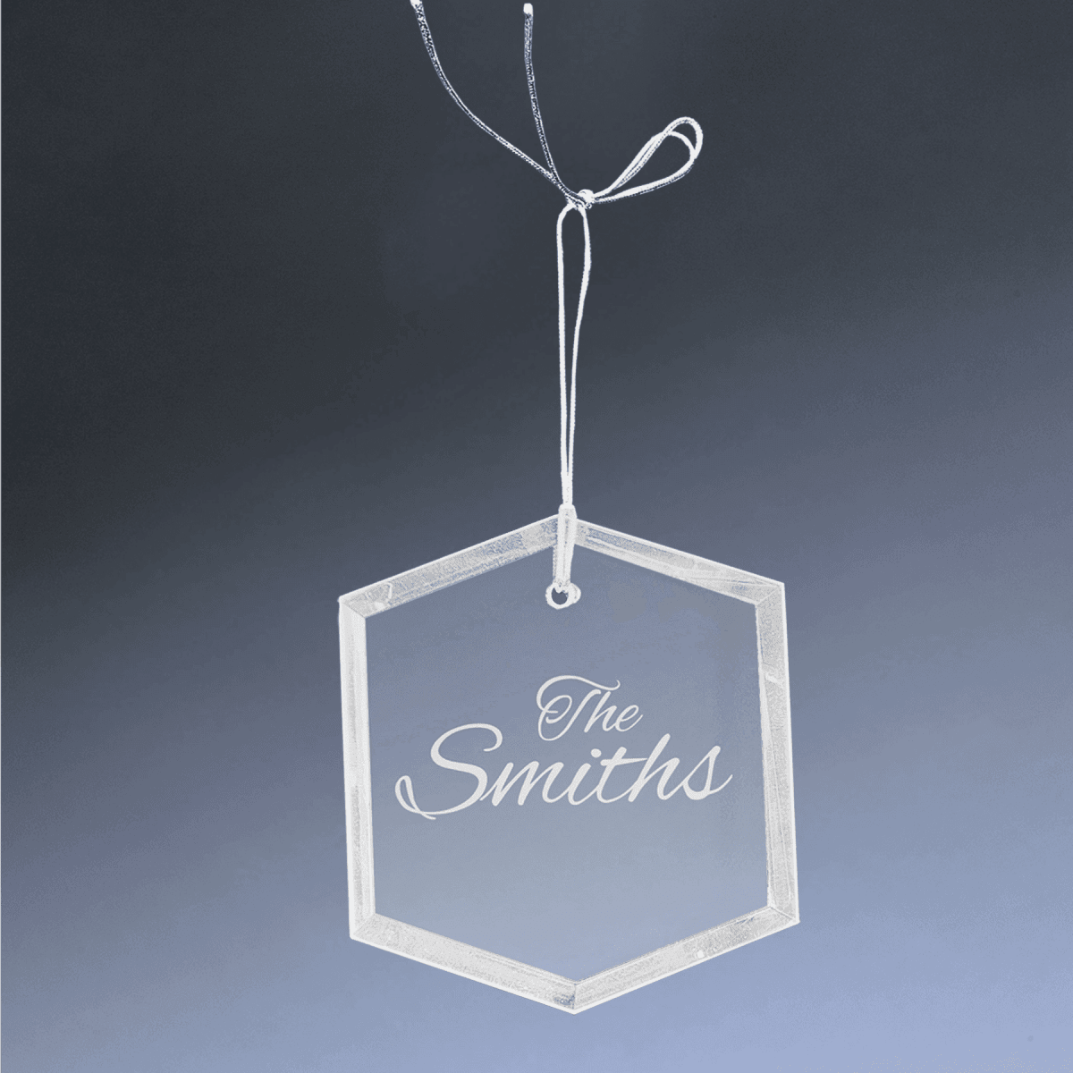 Personalized Crystal Ornaments with Ribbon and Gift Box - Hexagon