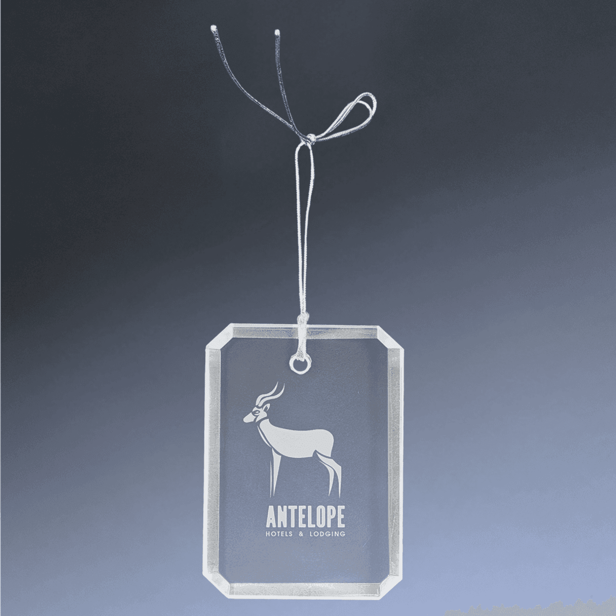 Personalized Crystal Ornaments with Ribbon and Gift Box - Clipped Corners
