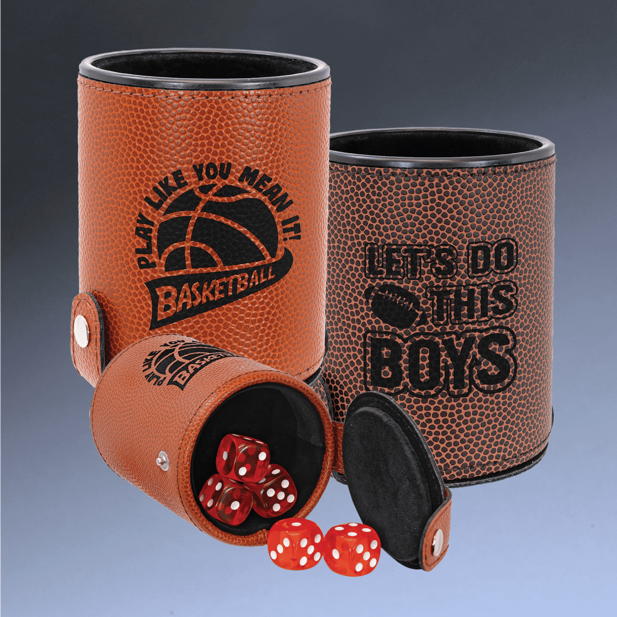 Personalized Dice Cup Set for Games with Leatherette Storage Cup - Black/Gold
