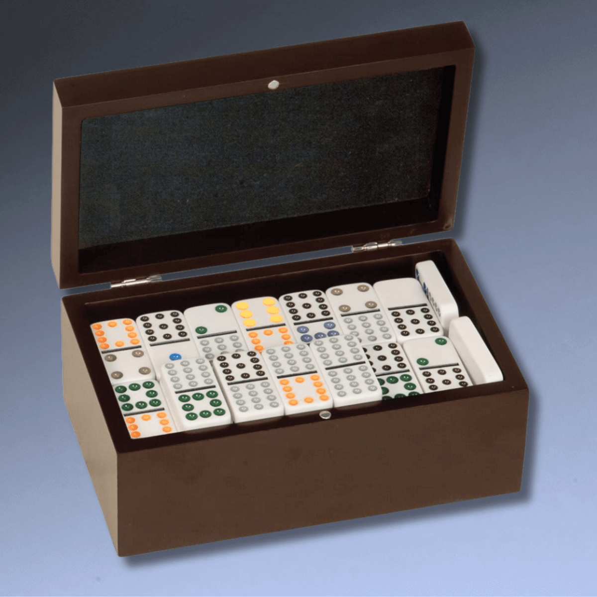 Personalized Double Twelve Dominos Gift Set with Rosewood Finish Box - 7 7/8" L x 3 3/8" H x 4 3/4" W