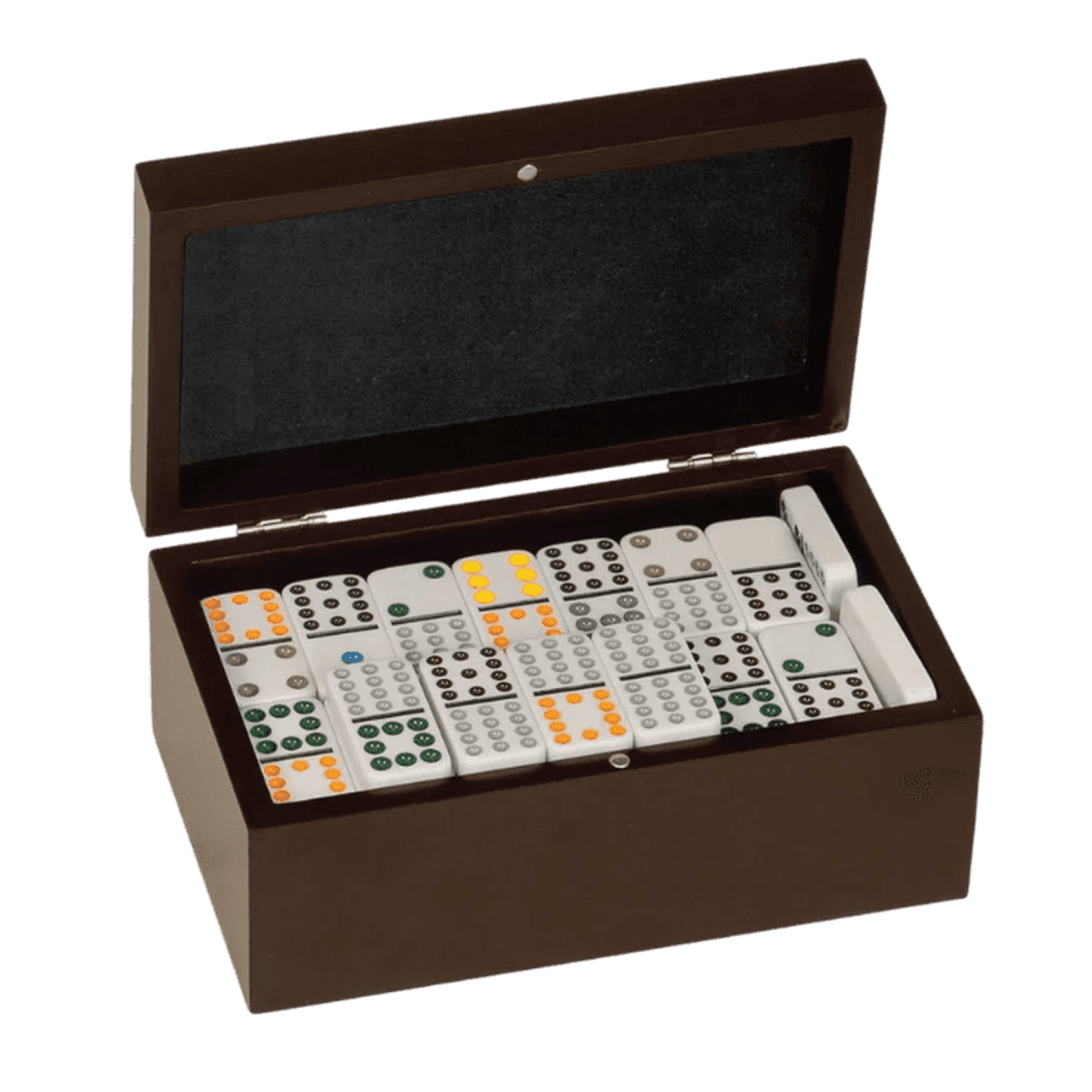 Personalized Double Twelve Dominos Gift Set with Rosewood Finish Box - 7 7/8" L x 3 3/8" H x 4 3/4" W