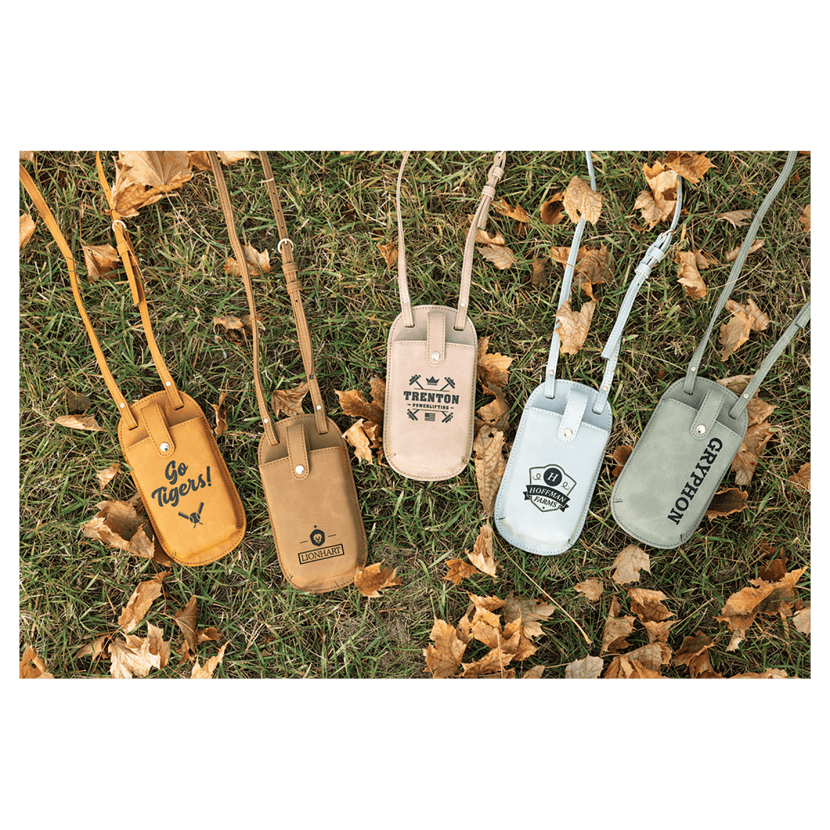 Personalized Faux Leather Cross Body Phone Bag – Creekside Collection - Light Green