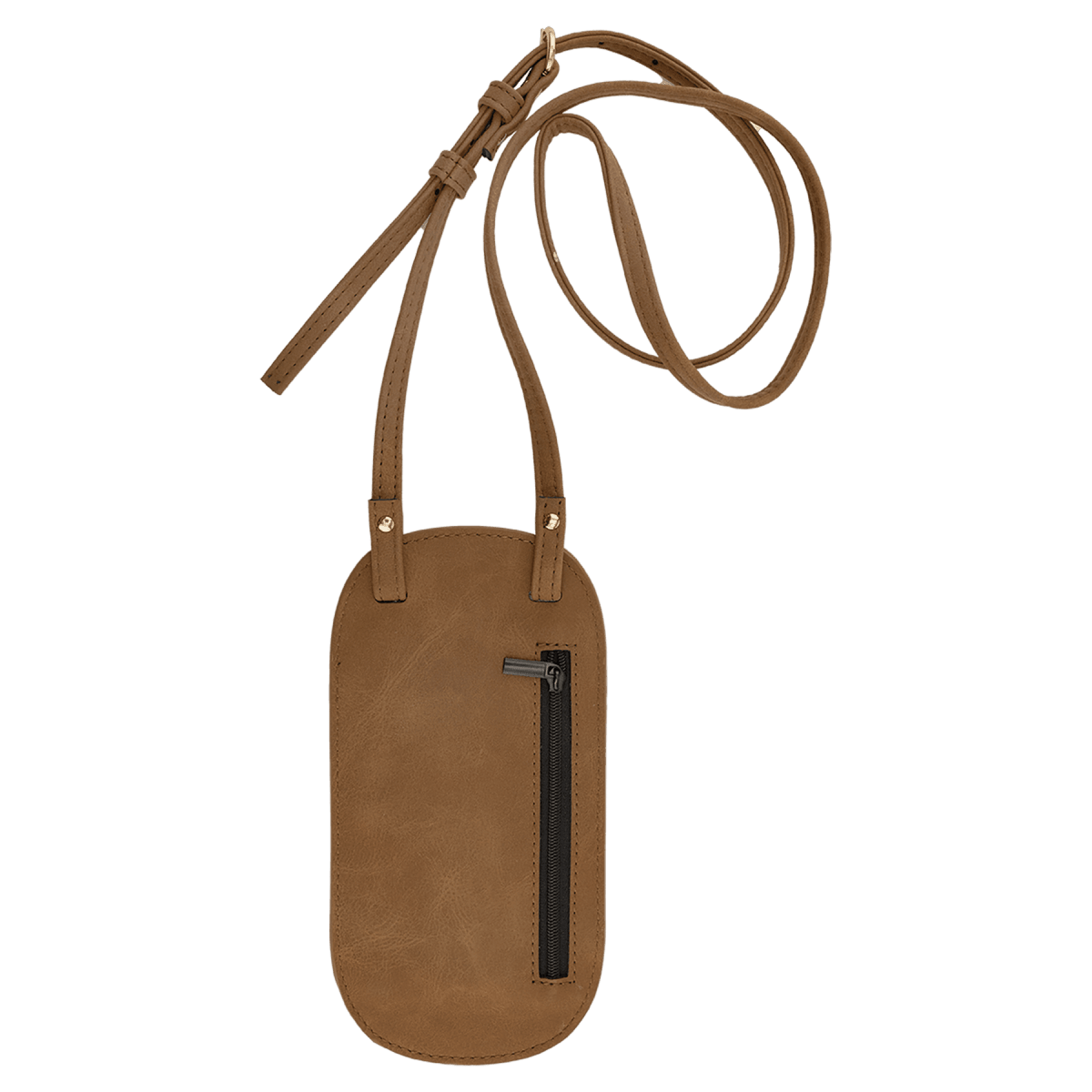 Personalized Faux Leather Cross Body Phone Bag – Creekside Collection - Medium Brown