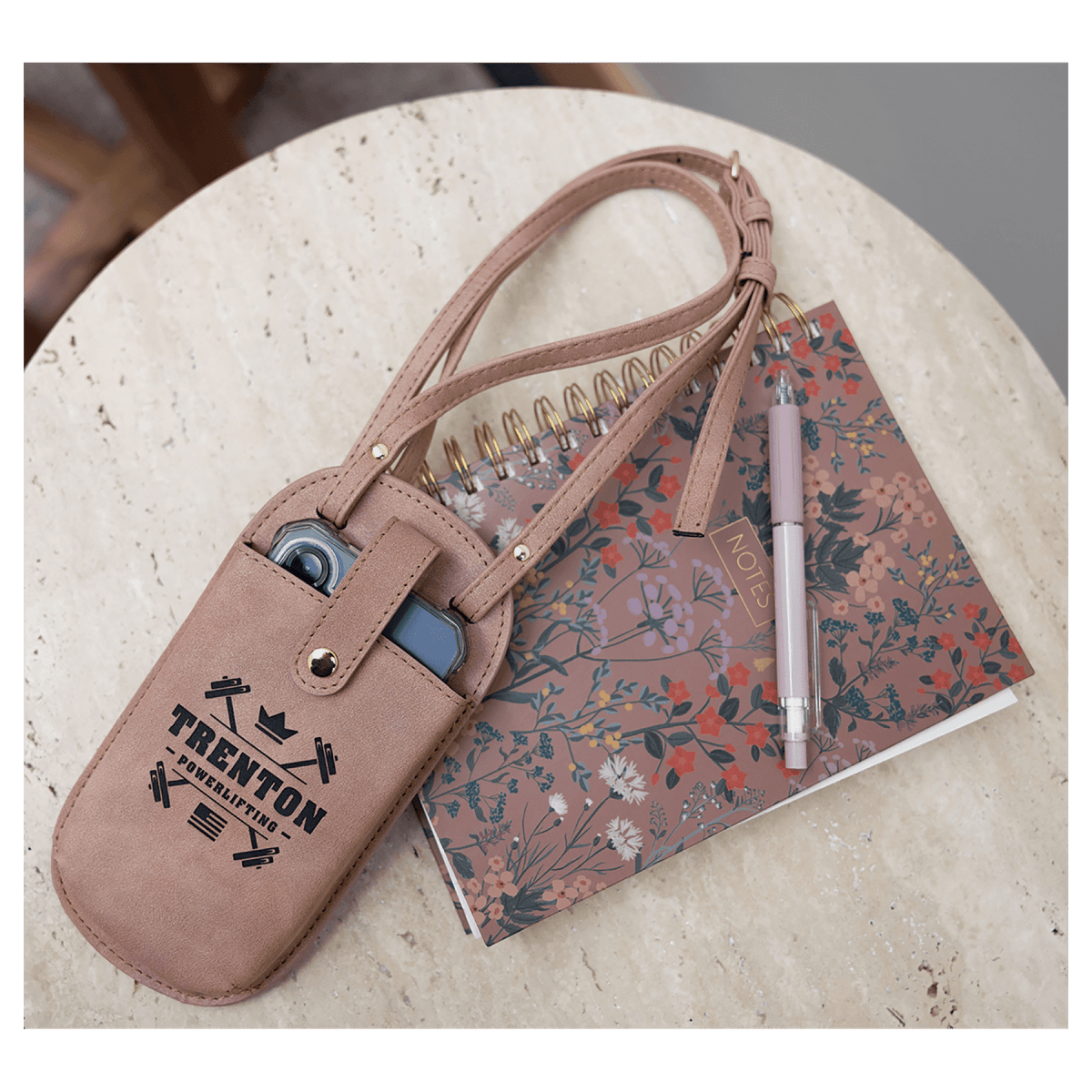 Personalized Faux Leather Cross Body Phone Bag – Creekside Collection - Light Green