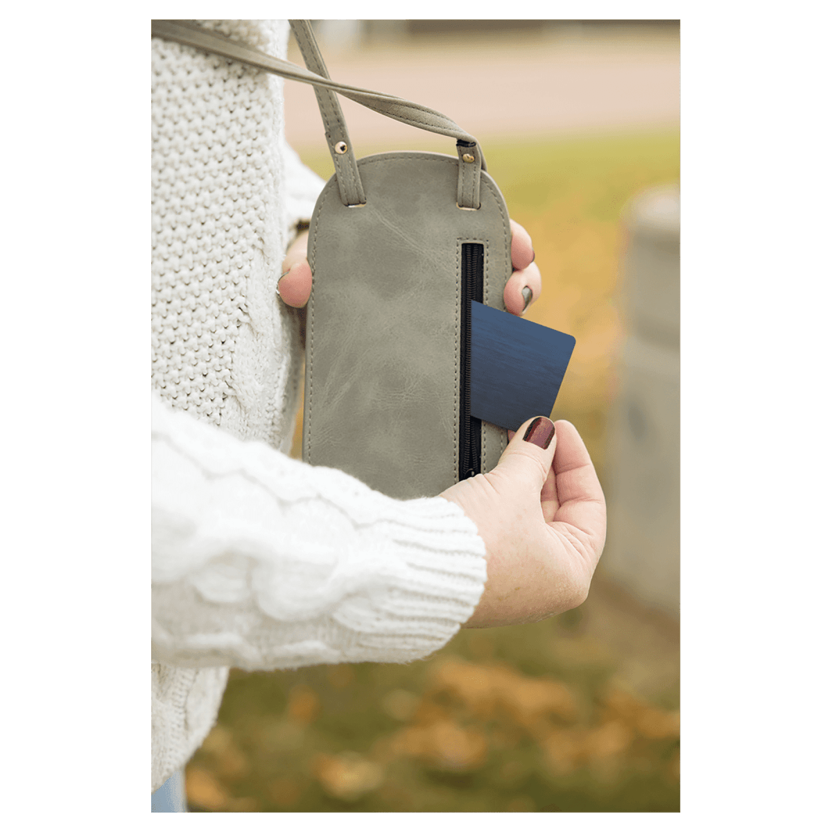 Personalized Faux Leather Cross Body Phone Bag – Creekside Collection - Light Green