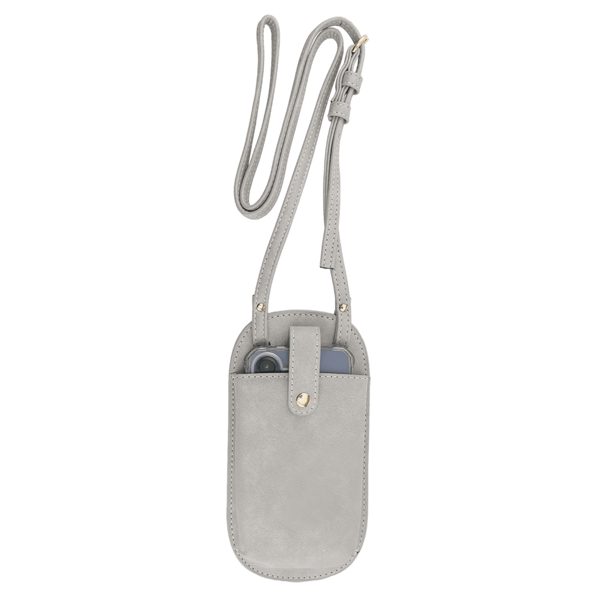 Personalized Faux Leather Cross Body Phone Bag – Creekside Collection - Light Gray