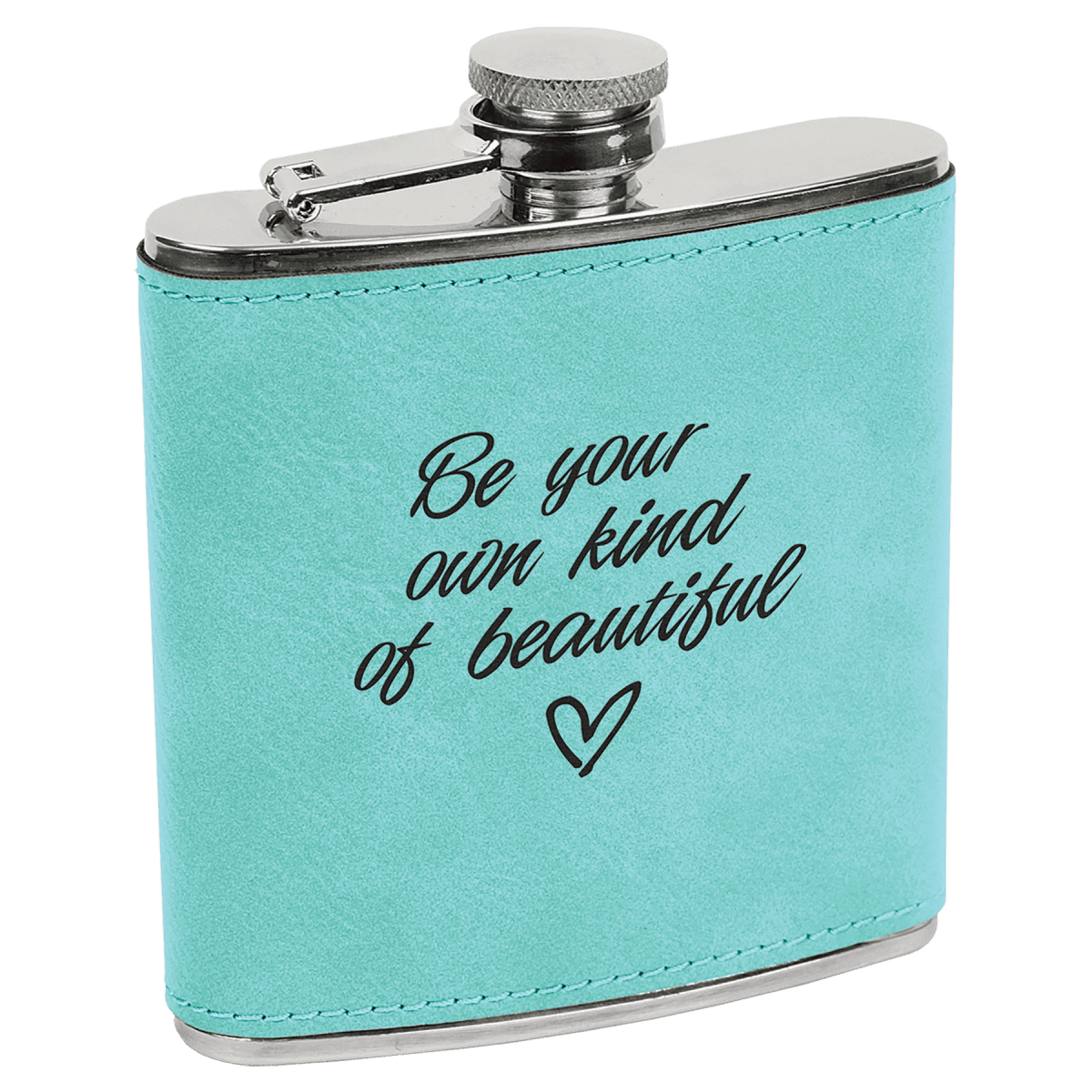 Personalized Flasks – 6 oz. Stainless with Leatherette & Cork Wraps - Leatherette