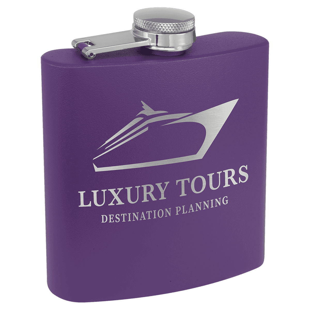 Personalized Flasks – 6 oz. Stainless with Leatherette & Cork Wraps - Powder Coated