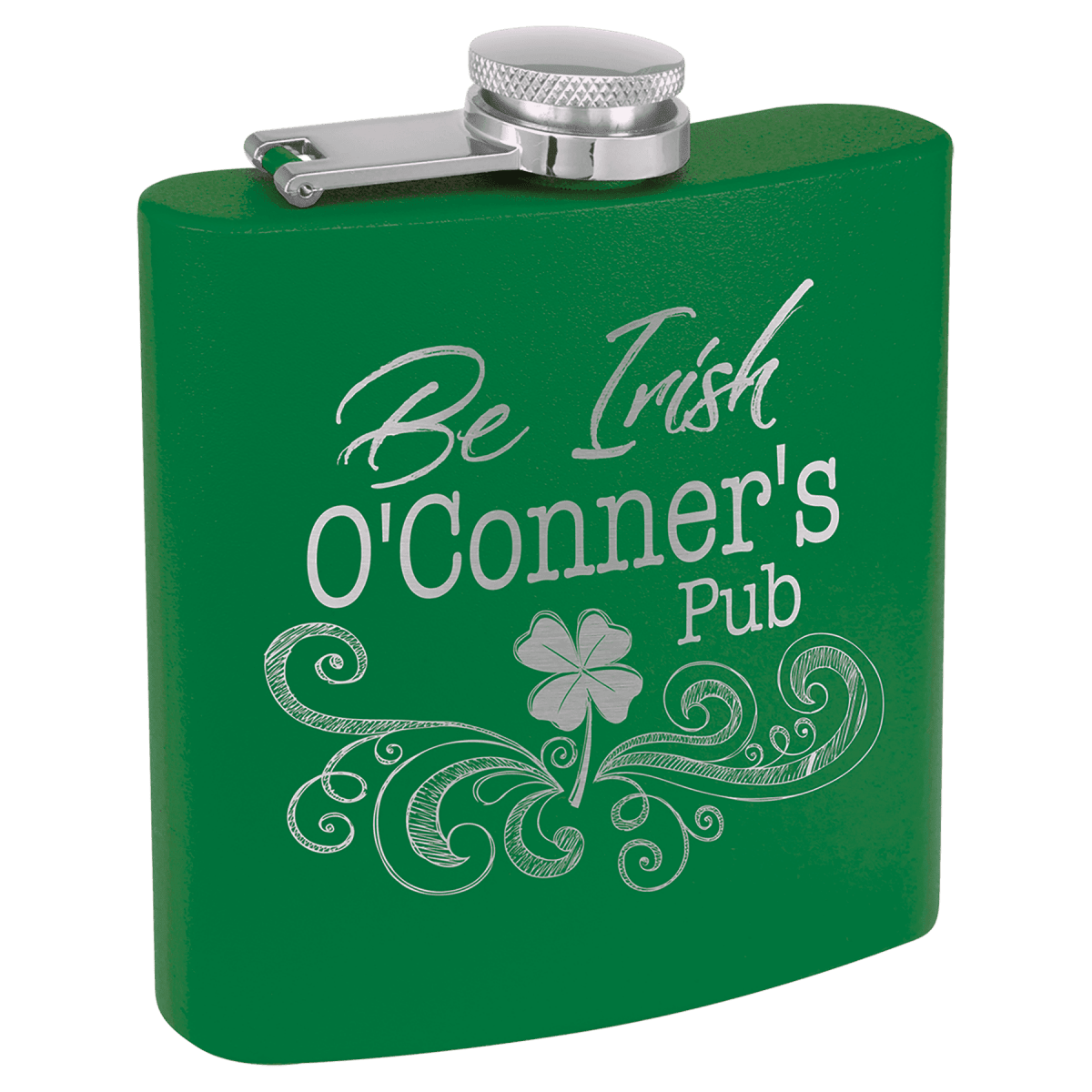 Personalized Flasks – 6 oz. Stainless with Leatherette & Cork Wraps - Powder Coated