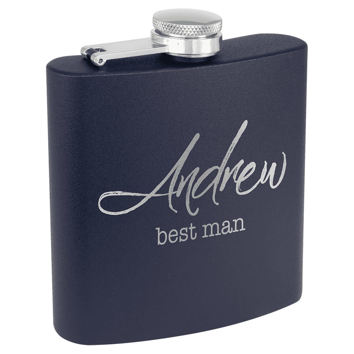 Personalized Flasks – 6 oz. Stainless with Leatherette & Cork Wraps - Powder Coated
