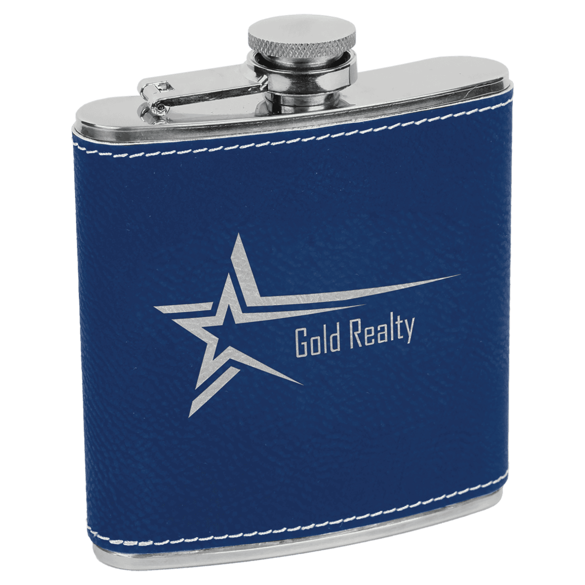 Personalized Flasks – 6 oz. Stainless with Leatherette & Cork Wraps - Leatherette