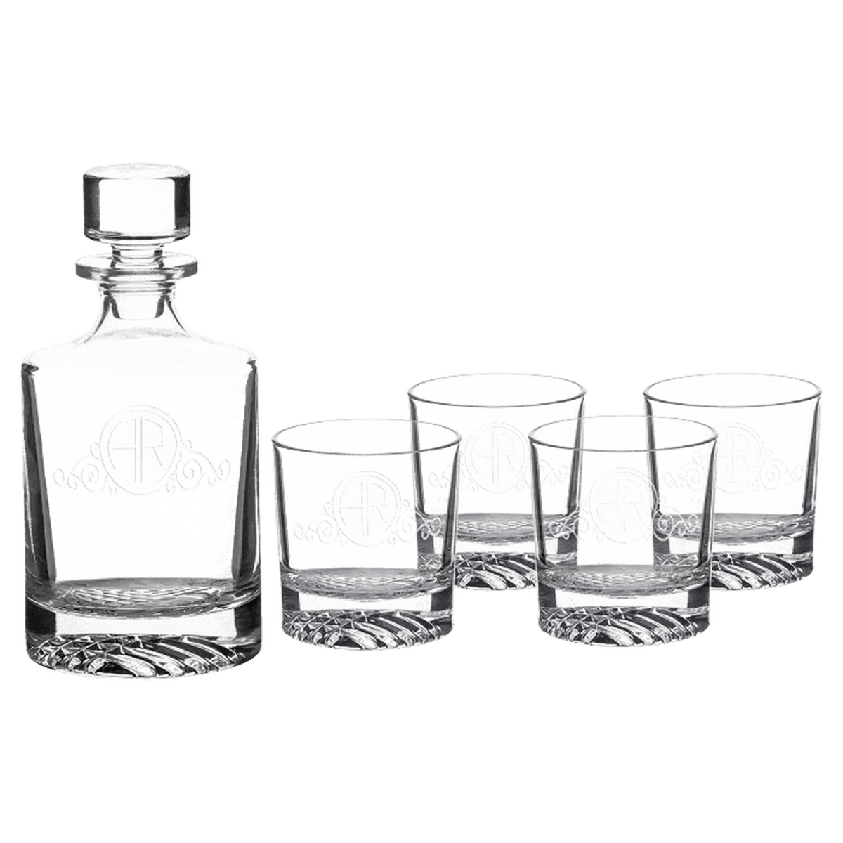 Personalized Glass Decanter Sets With 4 Rocks Glasses & Gift Box - 810ml Rectangle Decanter Set (4 8 oz. Glasses)