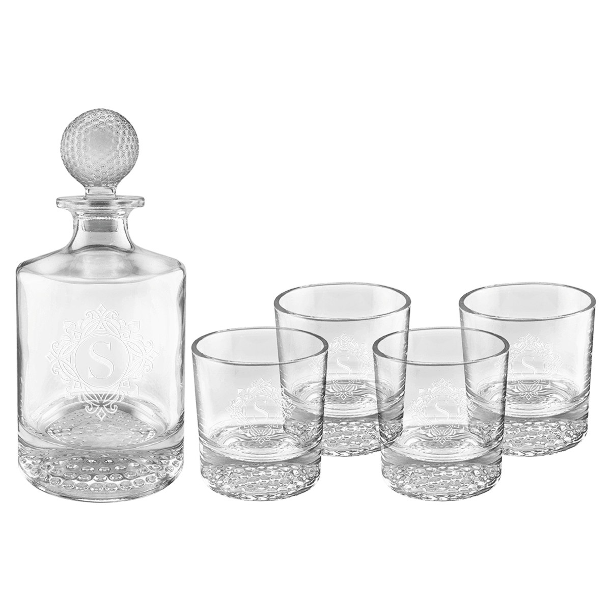 Personalized Glass Decanter Sets With 4 Rocks Glasses & Gift Box - 810ml Rectangle Decanter Set (4 8 oz. Glasses)