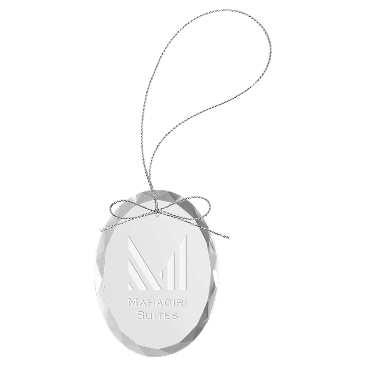 Personalized Glass Ornaments with Silver String - Laser Etched Glass - Round