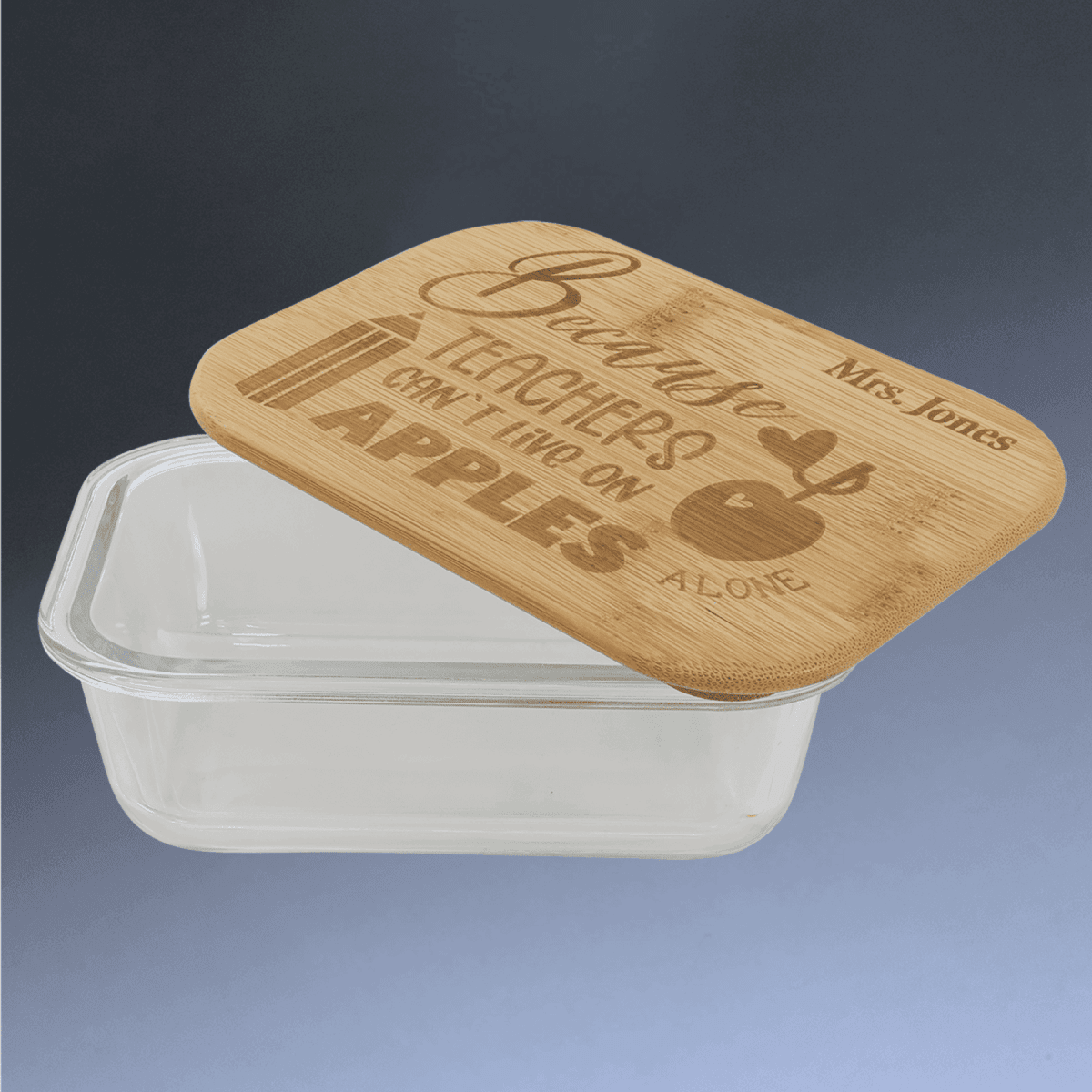Personalized Glass Storage Containers with Bamboo Lids - 12 oz. (5 3/4" (L) x 4" (W) x 2" (H))