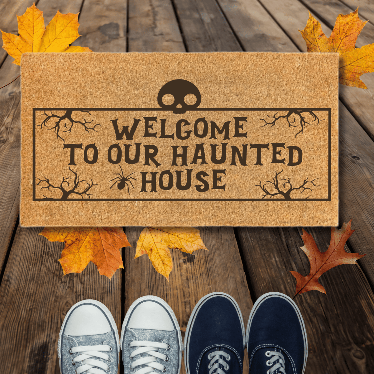 Personalized Heavy Duty Coir Welcome Door Mat - Fall, Halloween Designs - LightForce Laser Engraving, LLC