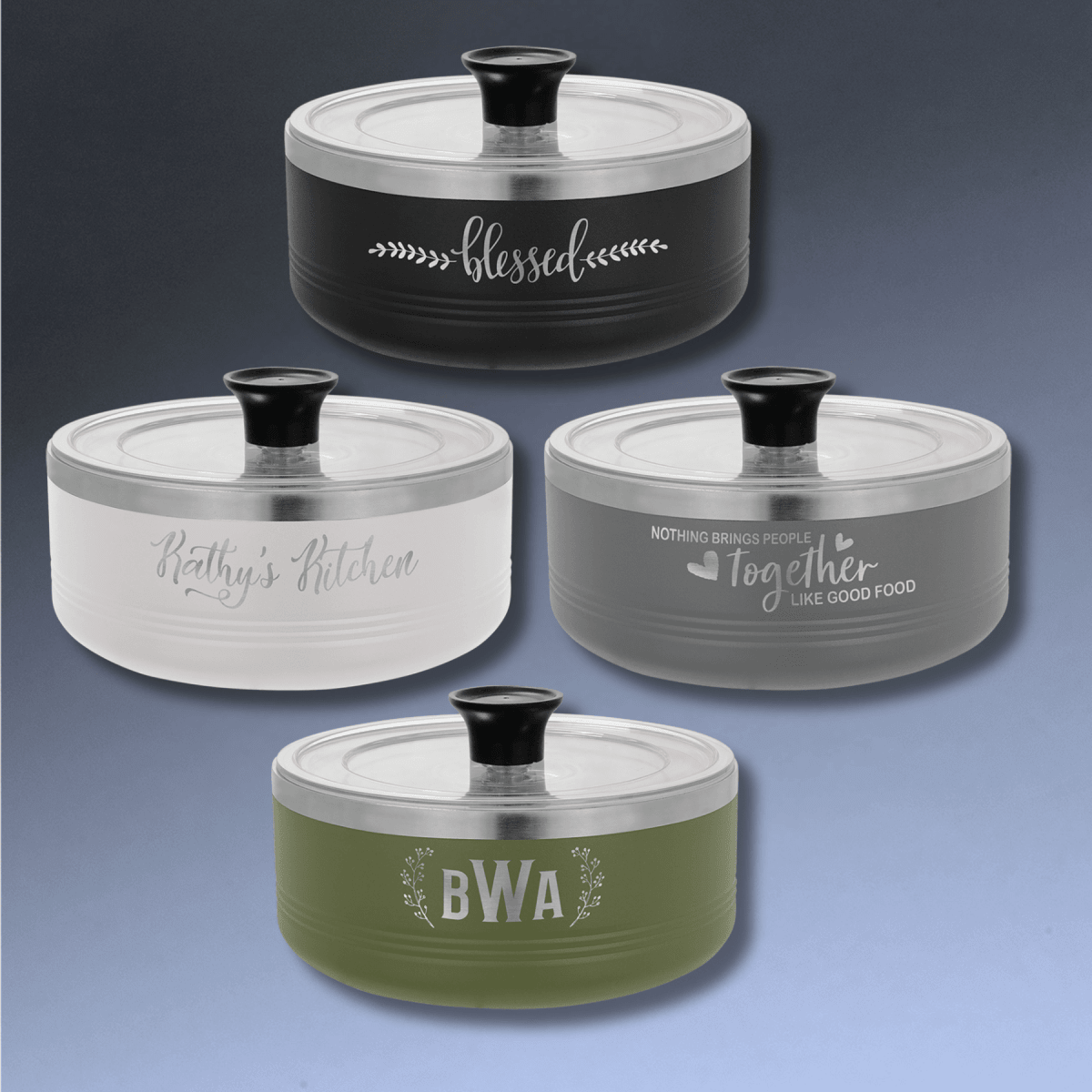 Personalized Insulated Serving Bowls – Polar Camel 1.5 Qt. or 3 Qt. Sizes - Black