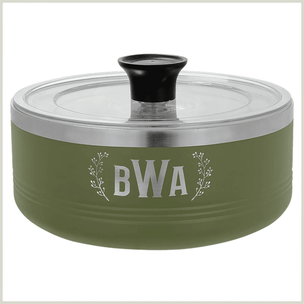 Personalized Insulated Serving Bowls – Polar Camel 1.5 Qt. or 3 Qt. Sizes - Olive Green