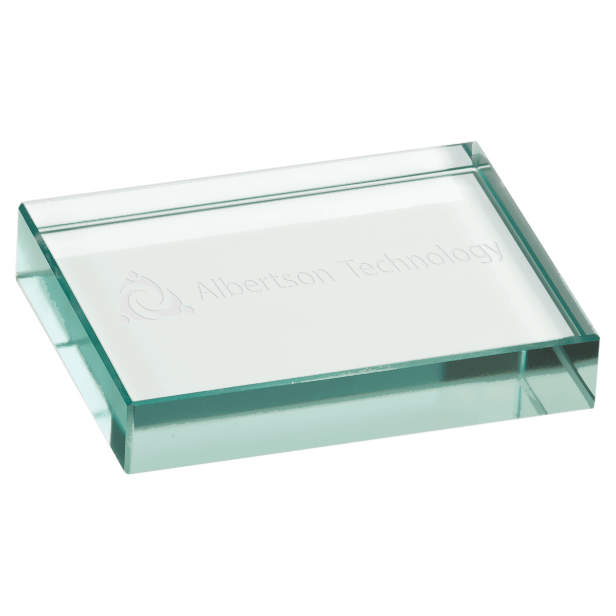 Personalized Jade Glass Paperweights with Engraving - Square Cut