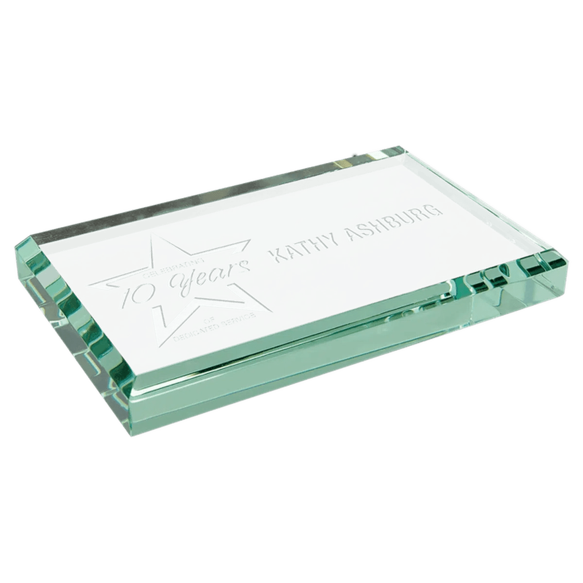 Personalized Jade Glass Paperweights with Engraving - Beveled Edges