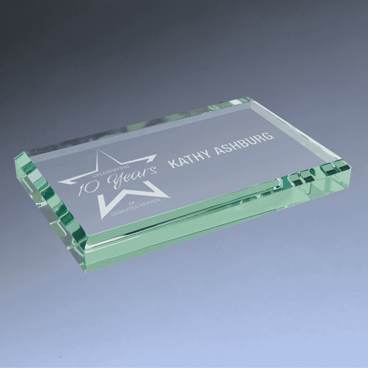 Personalized Jade Glass Paperweights with Engraving - Beveled Edges