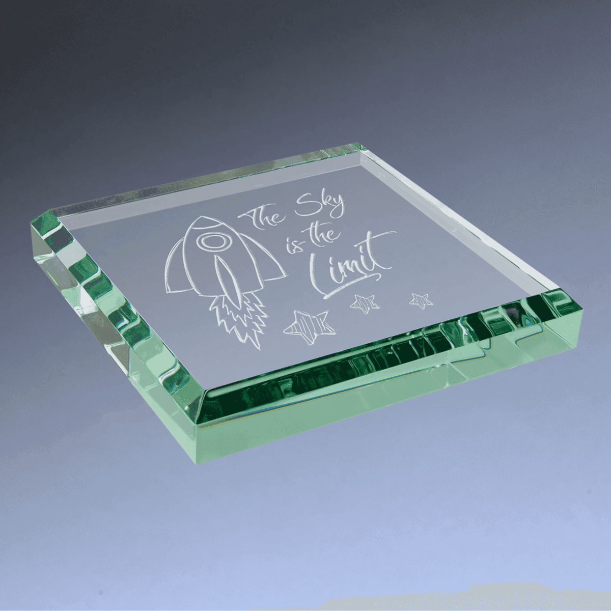 Personalized Jade Glass Paperweights with Engraving - Beveled Edges