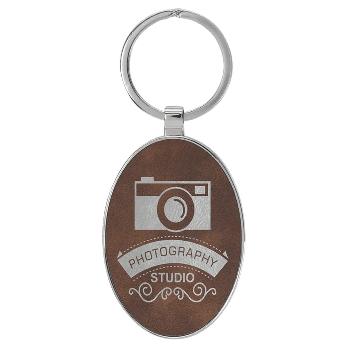 Personalized Leatherette Keychains - With Football & Basketball Styles - Black/Silver