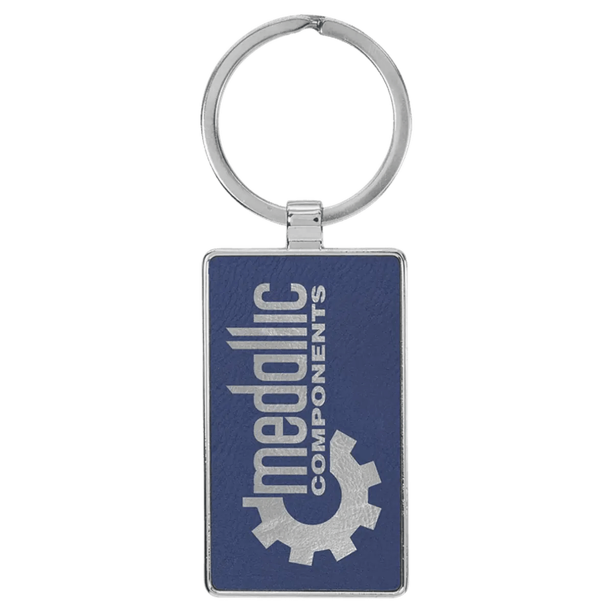 Personalized Leatherette Keychains - With Football & Basketball Styles - Blue/Silver