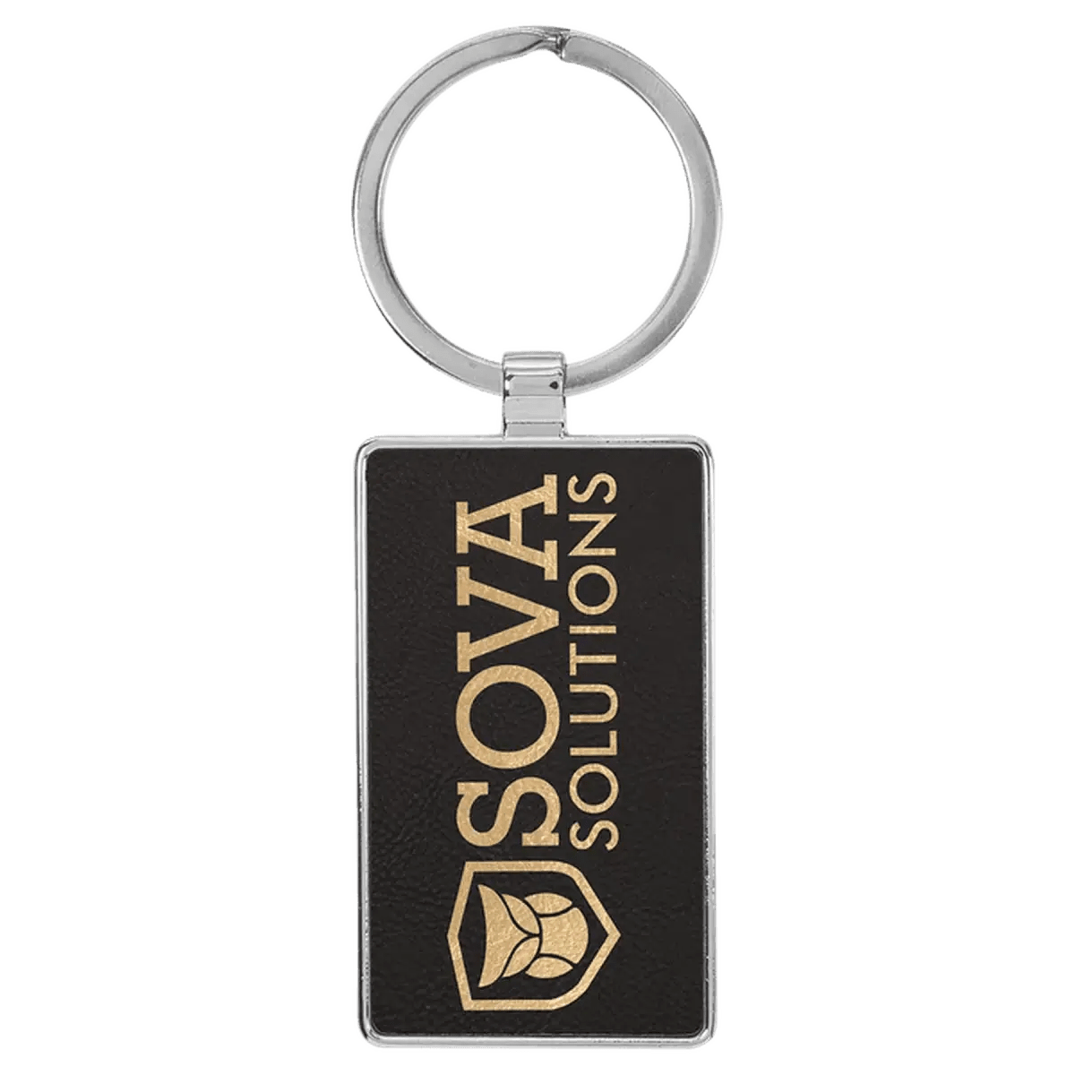 Personalized Leatherette Keychains - With Football & Basketball Styles - Black/Gold