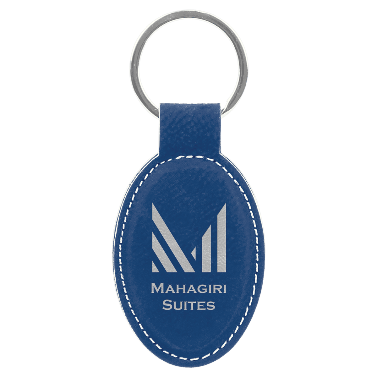 Personalized Leatherette Keychains - With Football & Basketball Styles - Blue/Silver