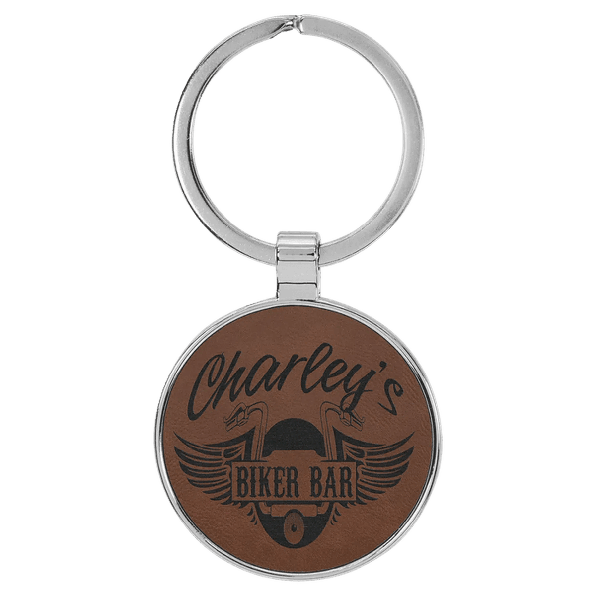 Personalized Leatherette Keychains - With Football & Basketball Styles - Dark Brown