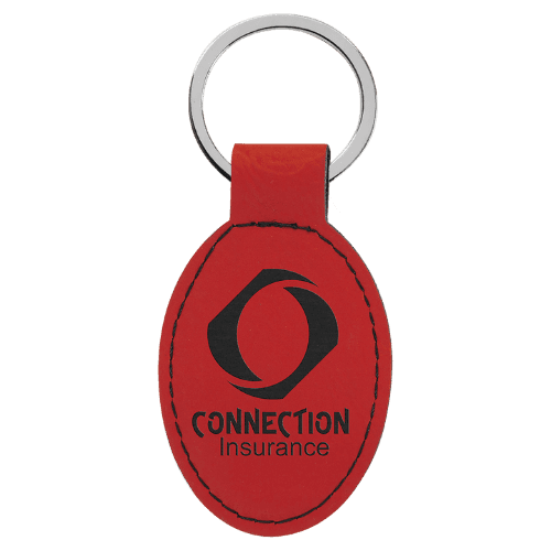 Personalized Leatherette Keychains - With Football & Basketball Styles - Red